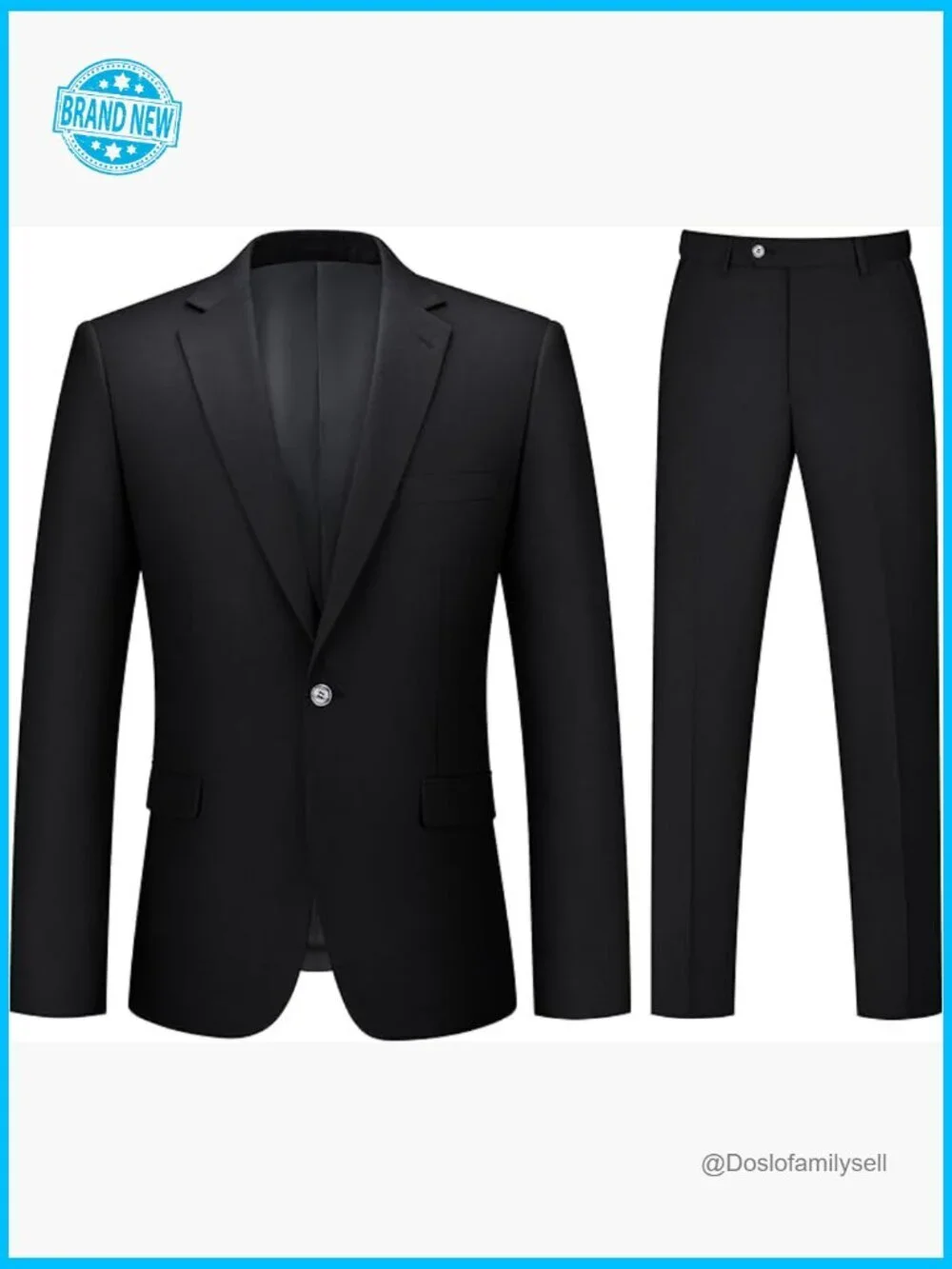 Slim Fit One Button Suit Jacket Pants Set Business Wedding Formal Classic